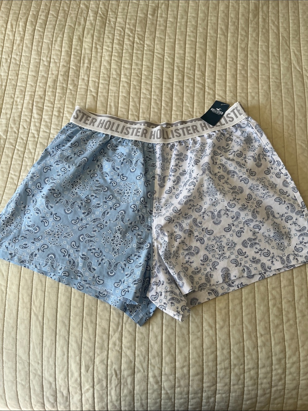Hollister Two-Tone Blue & White Paisley Lounge Shorts